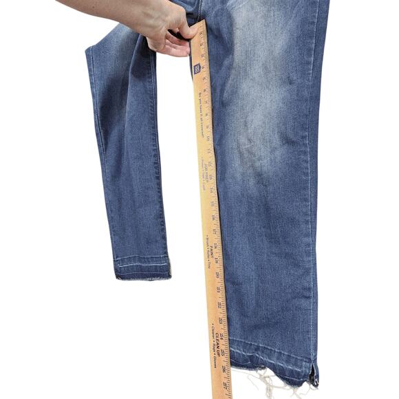 Democracy Ab Technology Skinny Jeans 10 Womens Med Blue Faded Distressed Raw Hem - Picture 8 of 12